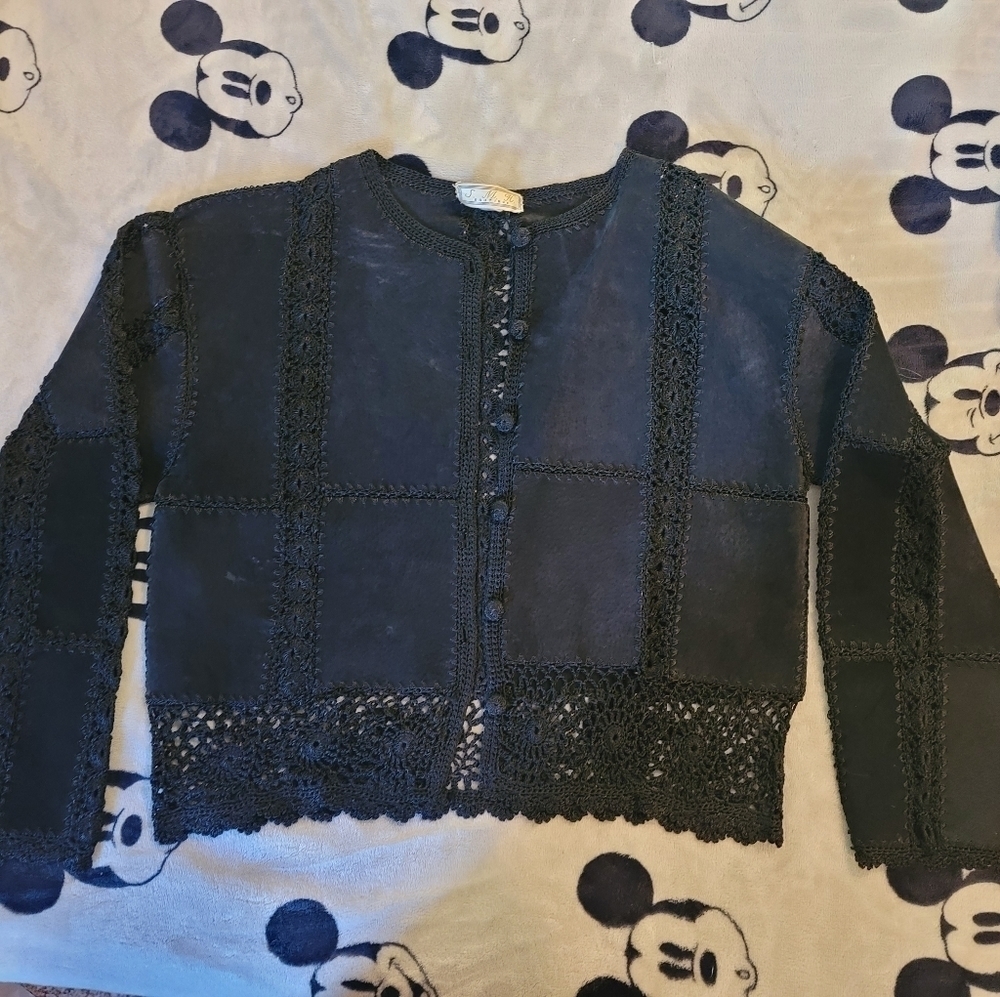Suede and crochet jacket size XL